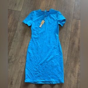 SKIMS Bright Blue Short Sleeve Swim Coverup Dress